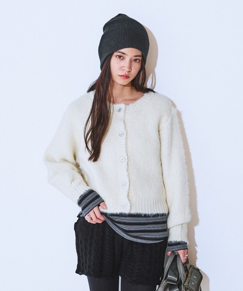 JEANASIS（ジーナシス） カーディガン 3Gリッチシャギーショートクルー