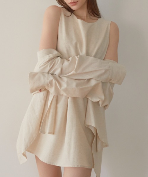 「ACYM」 ノースリーブワンピース FREE ベージュ レディース_画像2