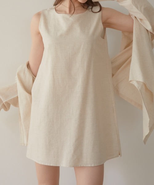 「ACYM」 ノースリーブワンピース FREE ベージュ レディース_画像3