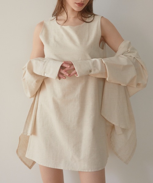 「ACYM」 ノースリーブワンピース FREE ベージュ レディース_画像4