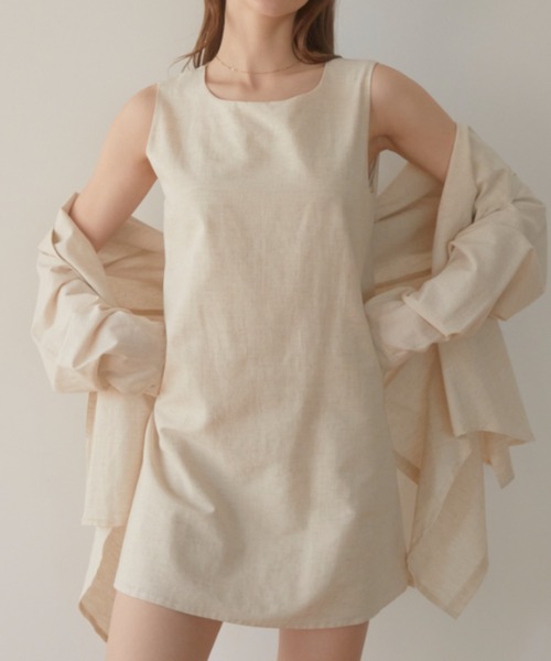 「ACYM」 ノースリーブワンピース FREE ベージュ レディース_画像5