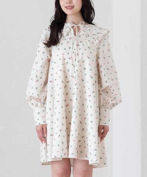 Cath kidston 花柄クリーム色ミニワンピース Cath kidston 花柄クリーム色ミニワンピース 【公式通販】