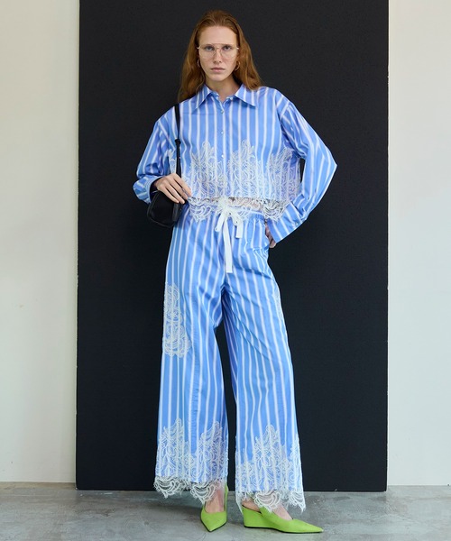 MAISON SPECIAL（メゾンスペシャル） ブラウス シャツ Striped Lace