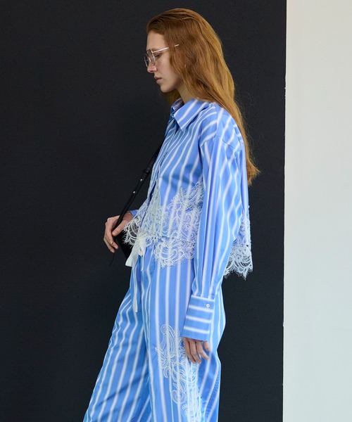 MAISON SPECIAL（メゾンスペシャル） ブラウス シャツ Striped Lace