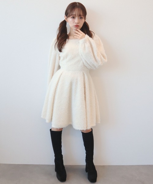CECIL McBEE（セシルマクビー） ワンピース プードルリボンベルトミニ
