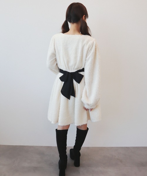 CECIL McBEE（セシルマクビー） ワンピース プードルリボンベルトミニ