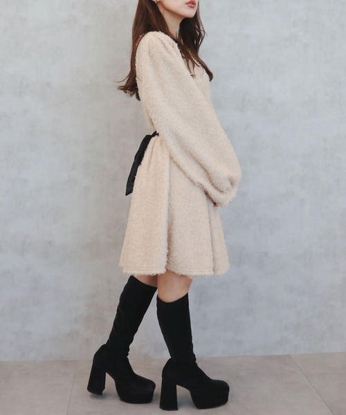 CECIL McBEE（セシルマクビー） ワンピース プードルリボンベルトミニ