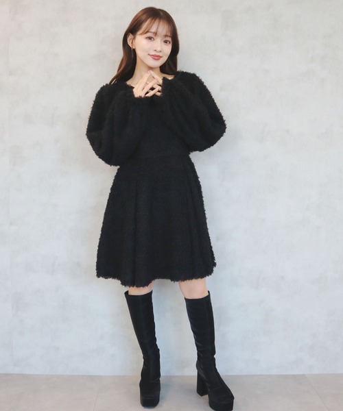 CECIL McBEE（セシルマクビー） ワンピース プードルリボンベルトミニ