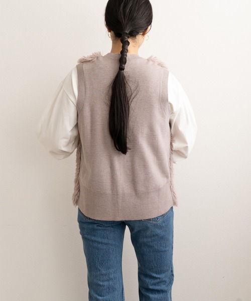 「LHELBIE」 ニットベスト M アイボリー レディース_画像2