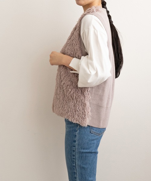 「LHELBIE」 ニットベスト M アイボリー レディース_画像3