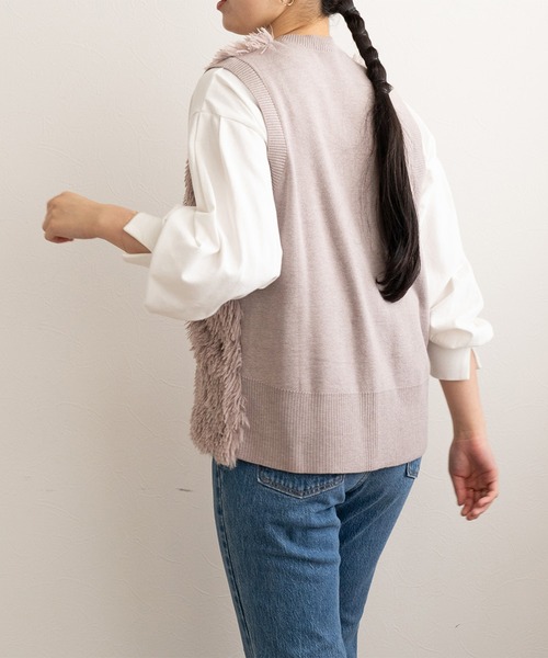 「LHELBIE」 ニットベスト M アイボリー レディース_画像4