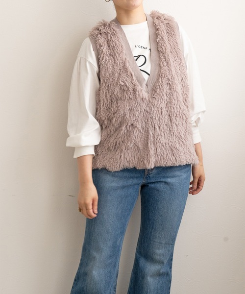 「LHELBIE」 ニットベスト M アイボリー レディース_画像5