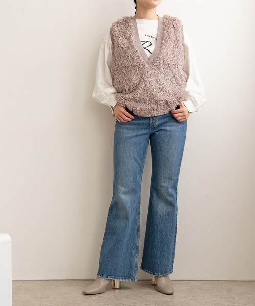 「LHELBIE」 ニットベスト M アイボリー レディース_画像6