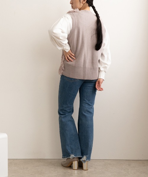 「LHELBIE」 ニットベスト M アイボリー レディース_画像8