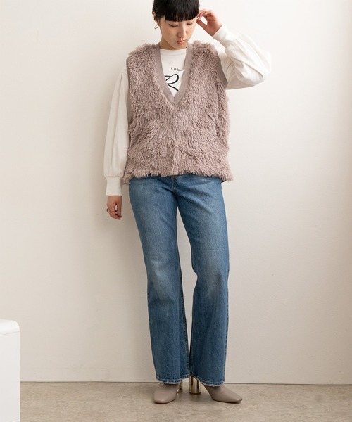 「LHELBIE」 ニットベスト M アイボリー レディース_画像9