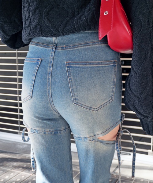 FUN（ファン） ジーンズ デニム デニムパンツ サイドカットリボン