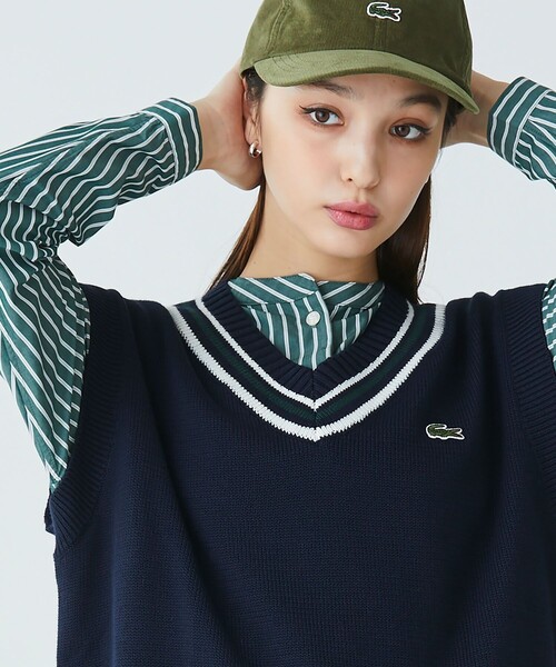ラコステ　ベスト　美品 LACOSTE（ラコステ） ベスト ジレ ジップアップニットベスト