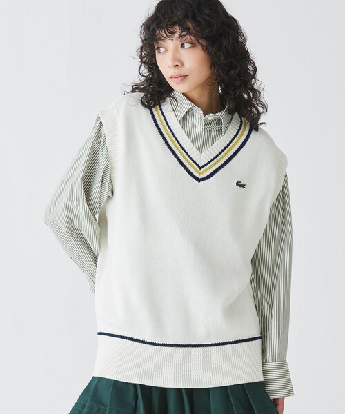 LACOSTE（ラコステ） ニットベスト 34 ダークネイビー レディース