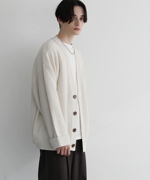 「LILL」 ニットカーディガン M ネイビー メンズ_画像2