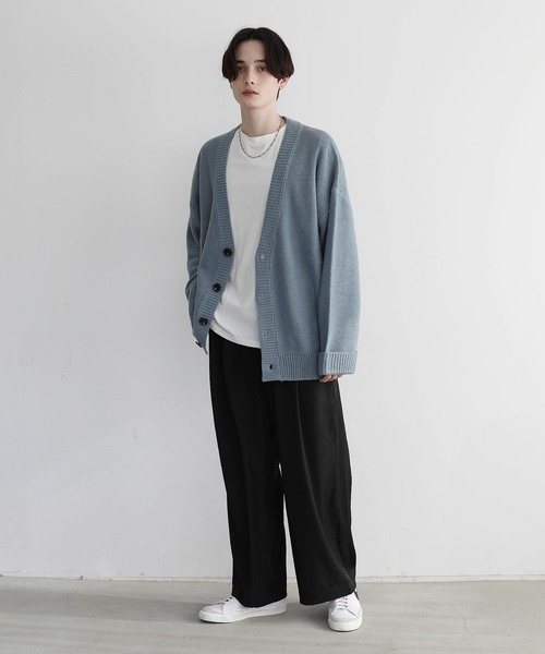 「LILL」 ニットカーディガン M ネイビー メンズ_画像7