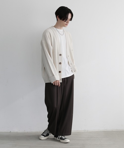 「LILL」 ニットカーディガン M ネイビー メンズ_画像8