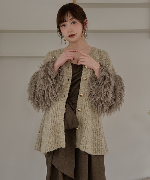 mideal（マイディール） ニット セーター shaggy sleeve peplum knit