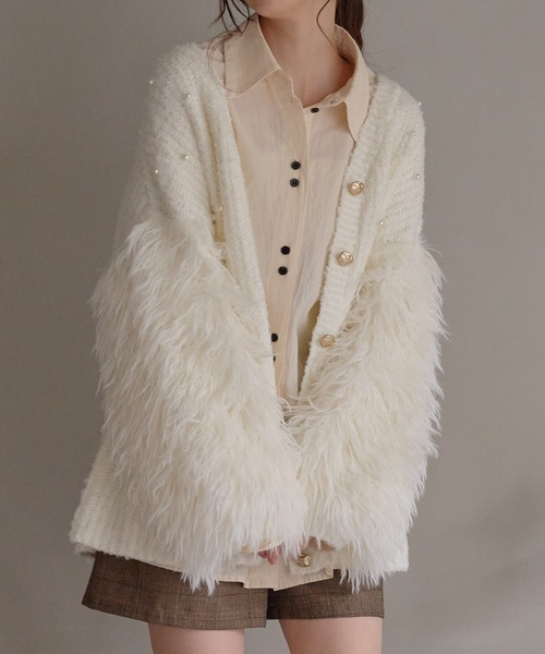 mideal（マイディール） ニット セーター shaggy sleeve peplum knit