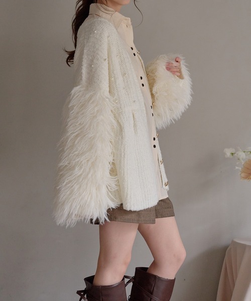 【完売アイテム】【美品】mideal アーガイルペプラムニット peplum sequins knit / ペプラムスパンコールニット（ニット/セーター