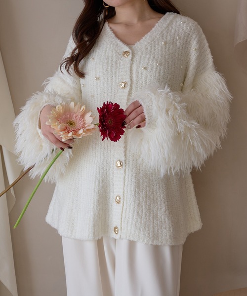 mideal（マイディール） ニット セーター shaggy sleeve peplum knit