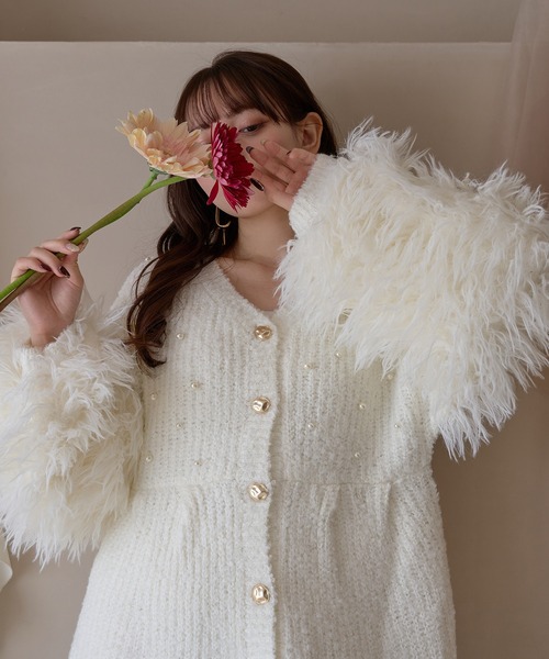mideal（マイディール） ニット セーター shaggy sleeve peplum knit