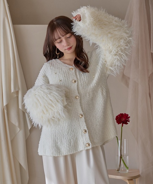 【完売アイテム】【美品】mideal アーガイルペプラムニット peplum sequins knit / ペプラムスパンコールニット（ニット/セーター