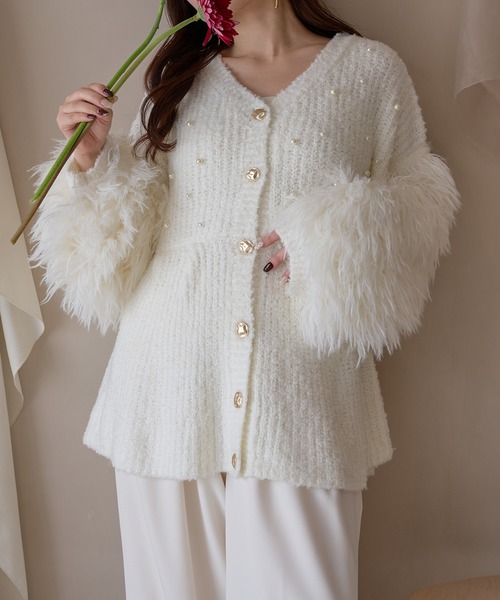mideal（マイディール） ニット セーター shaggy sleeve peplum knit