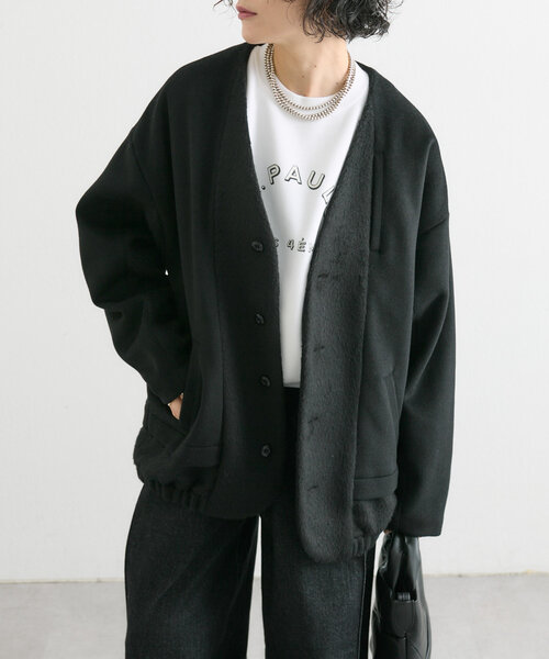 「ear PAPILLONNER」 「Sumi style」ノーカラージャケット FREE グレー レディース_2