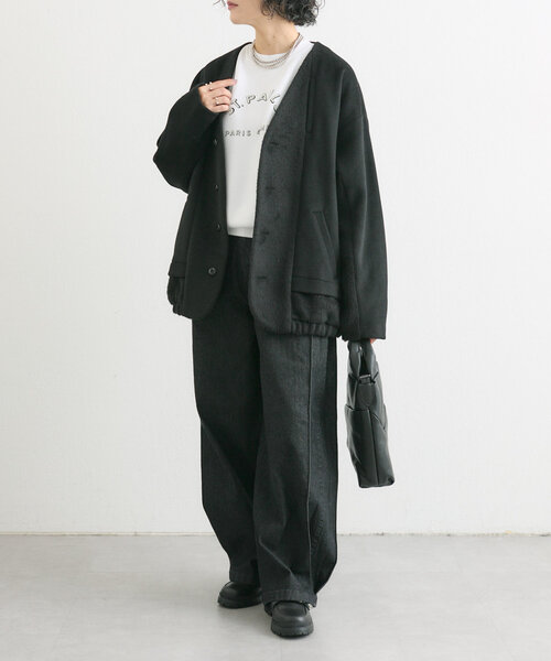 「ear PAPILLONNER」 「Sumi style」ノーカラージャケット FREE グレー レディース_7