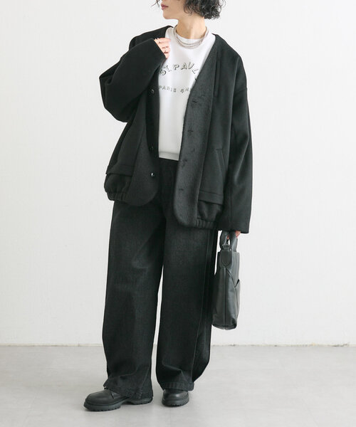 「ear PAPILLONNER」 「Sumi style」ノーカラージャケット FREE グレー レディース_8
