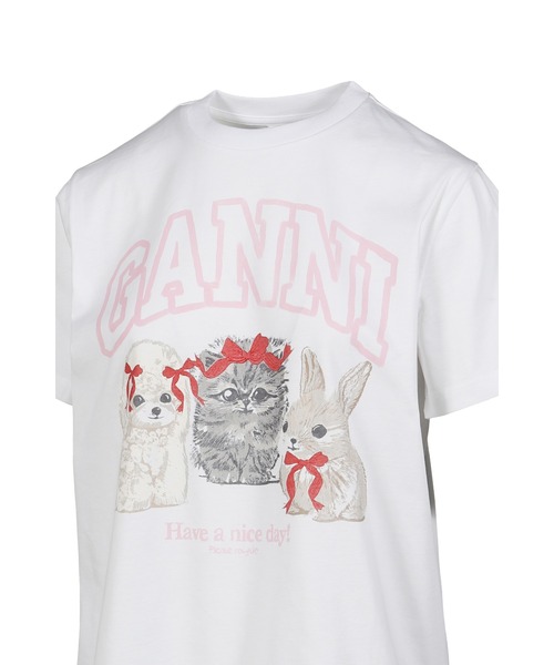 GANNI（ガニー） tシャツ BASIC COTTON JERSEY CUTE ANIMALS メンズ