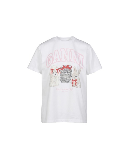GANNI（ガニー） tシャツ BASIC COTTON JERSEY CUTE ANIMALS メンズ