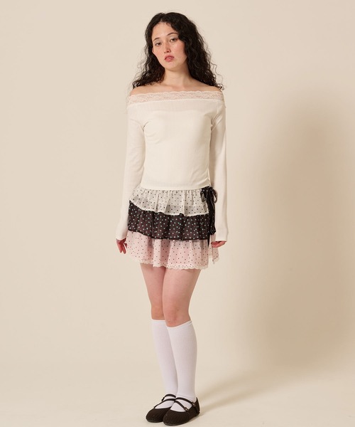 シフォン フリル ラップ レイヤード ショートパンツ TINA：JOJUN新品 TINA：JOJUN（ティーナジョジュン） パンツ シフォン フリル ラップ