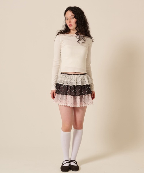 シフォン フリル ラップ レイヤード ショートパンツ TINA：JOJUN新品 TINA：JOJUN（ティーナジョジュン） パンツ シフォン フリル ラップ