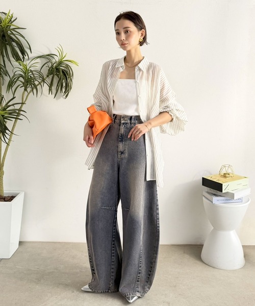【新品】ulu Kobe バレルレッグ ワイド デニムパンツ Java ワイドパンツ ジーンズ デニム デニムパンツ 「JaVaジャバコラボ