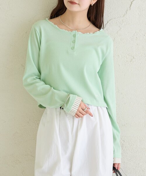 ☆ りー　さま　専用　☆ mystic（ミスティック） tシャツ ヘンリーネックチビロンT レディース