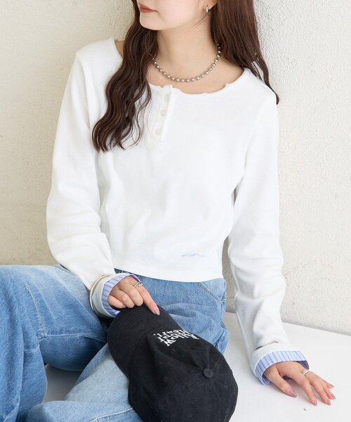 mystic（ミスティック） tシャツ ヘンリーネックチビロンT レディース