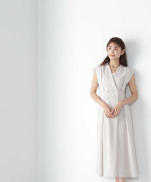 「NATURAL BEAUTY BASIC」 ノースリーブワンピース MEDIUM ブルー レディース_画像4