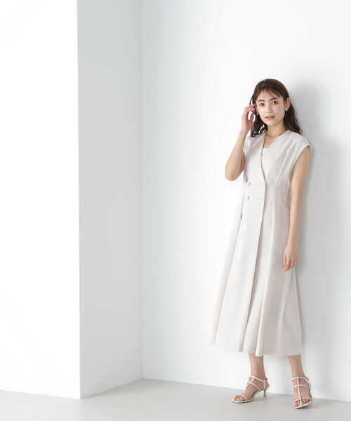 「NATURAL BEAUTY BASIC」 ノースリーブワンピース MEDIUM ブルー レディース_画像5