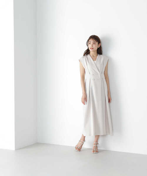 「NATURAL BEAUTY BASIC」 ノースリーブワンピース MEDIUM ブルー レディース_画像6