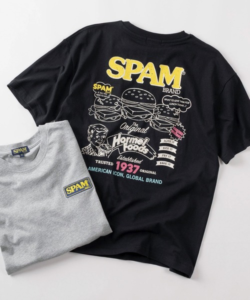 tシャツ 「80」SPAM ワンポイント刺繍 バックプリント クルーネックT 