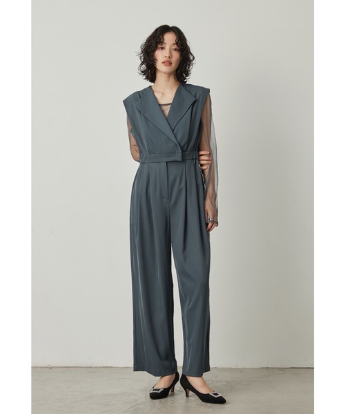 美品 niana ニアナ パンツドレス オールインワン L ゆったり 大きい niana（ニアナ） オールインワン L ブルー レディース : ZOZOTOWN