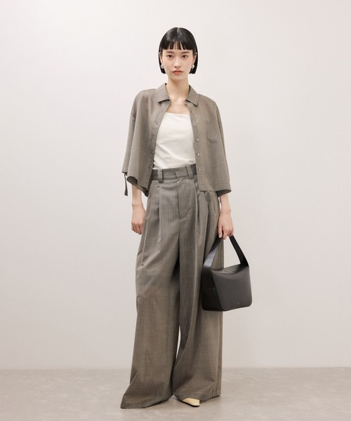 ブラウス シャツ TWシアートロクロップドシャツ/接触冷感/防シワ レディースの画像