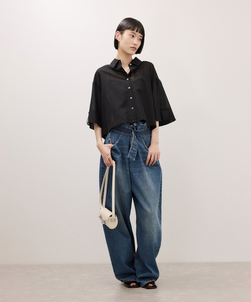 ブラウス シャツ TWシアートロクロップドシャツ/接触冷感/防シワ レディースの画像