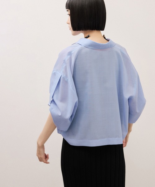 ブラウス シャツ TWシアートロクロップドシャツ/接触冷感/防シワ レディースの画像